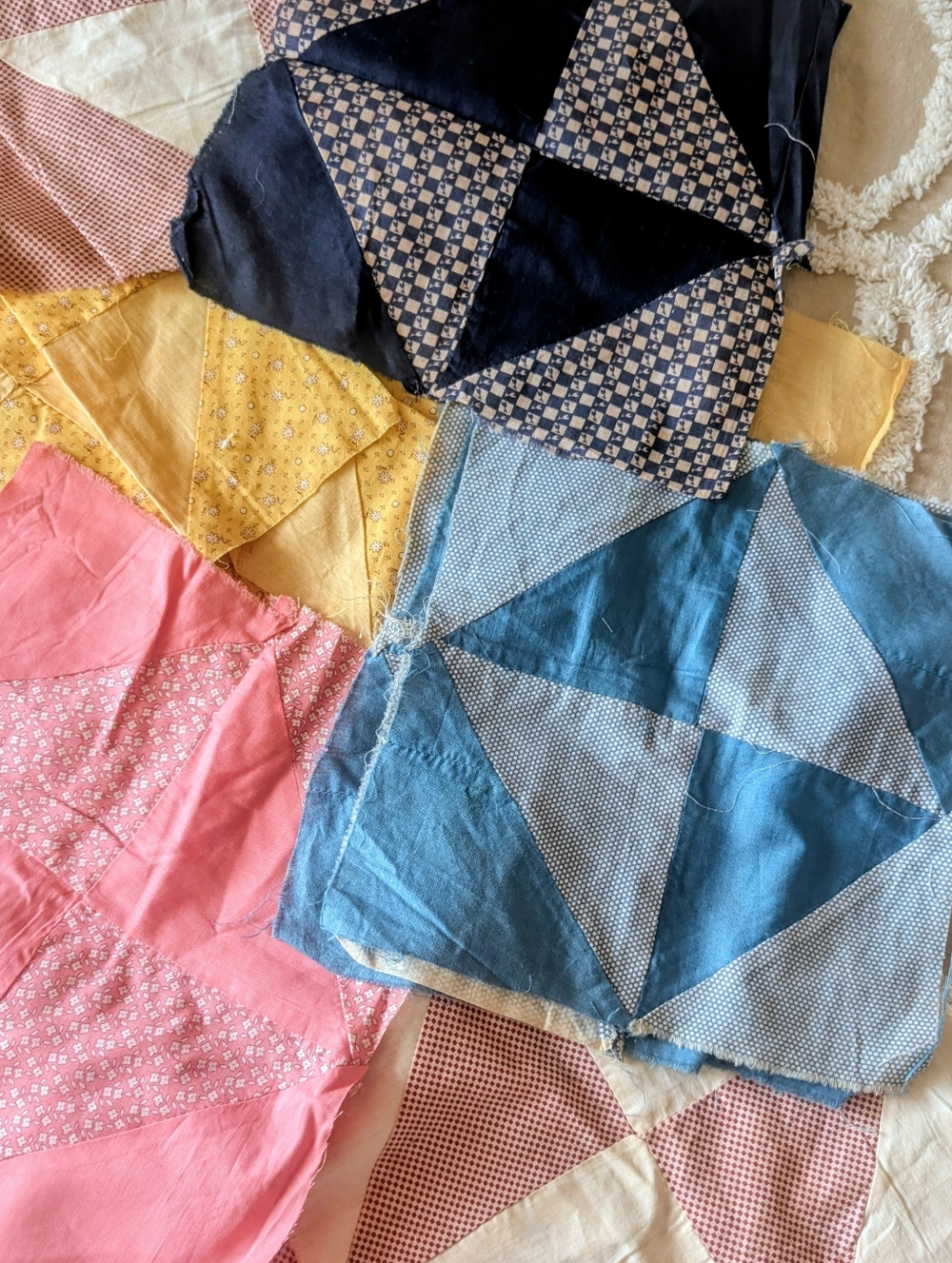 Quilt Squares, colorful, triangle pattern, bundle of 16
